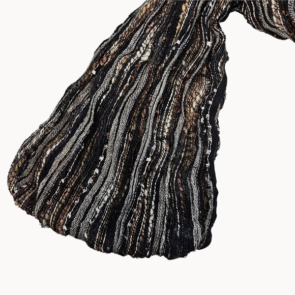 Women's One Size Metallic Black/Grey/White Infinity Wrap Wool‎ Scarf Whimsigoth - Picture 5 of 13
